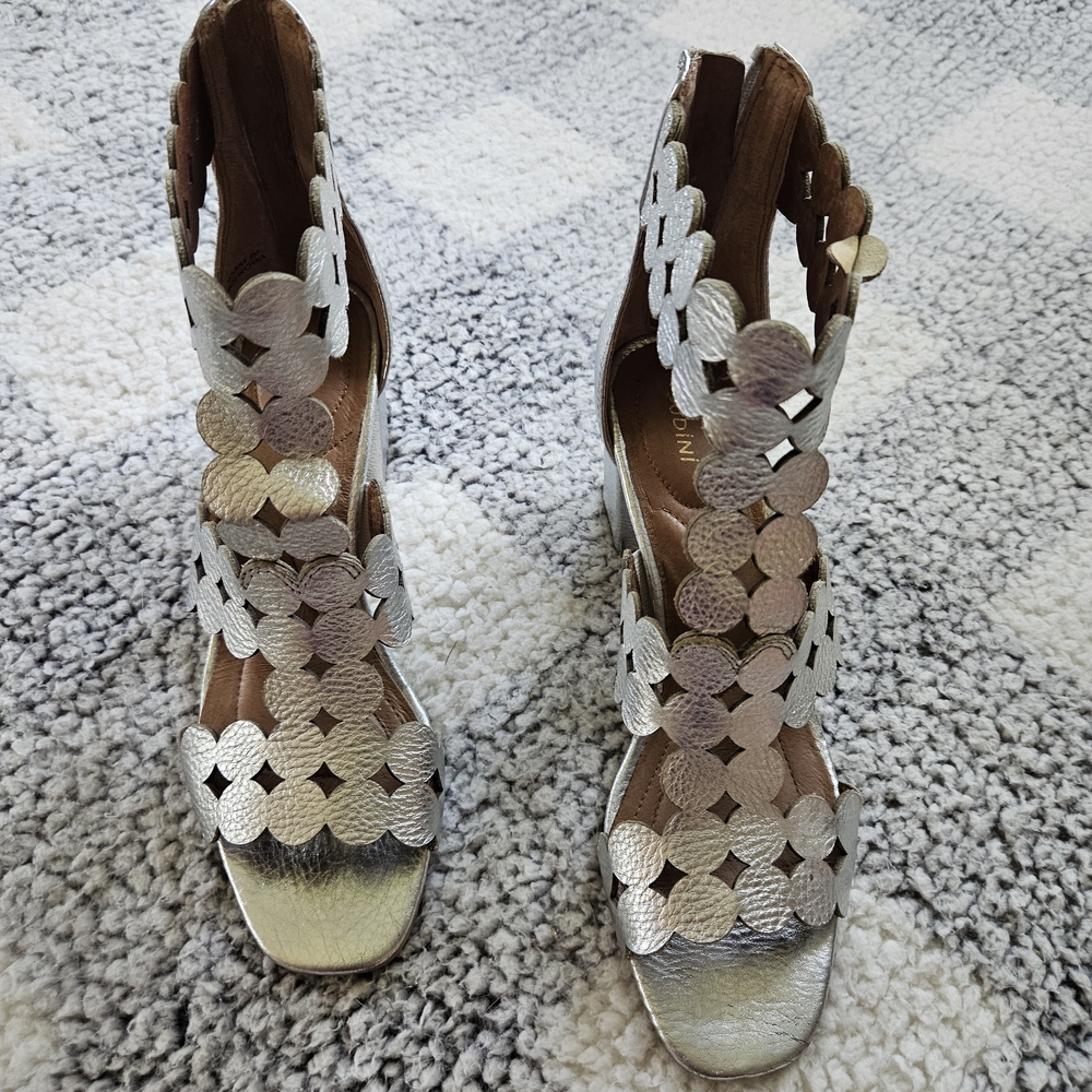 Sudini Silver Gladiator Heels with Stiletto